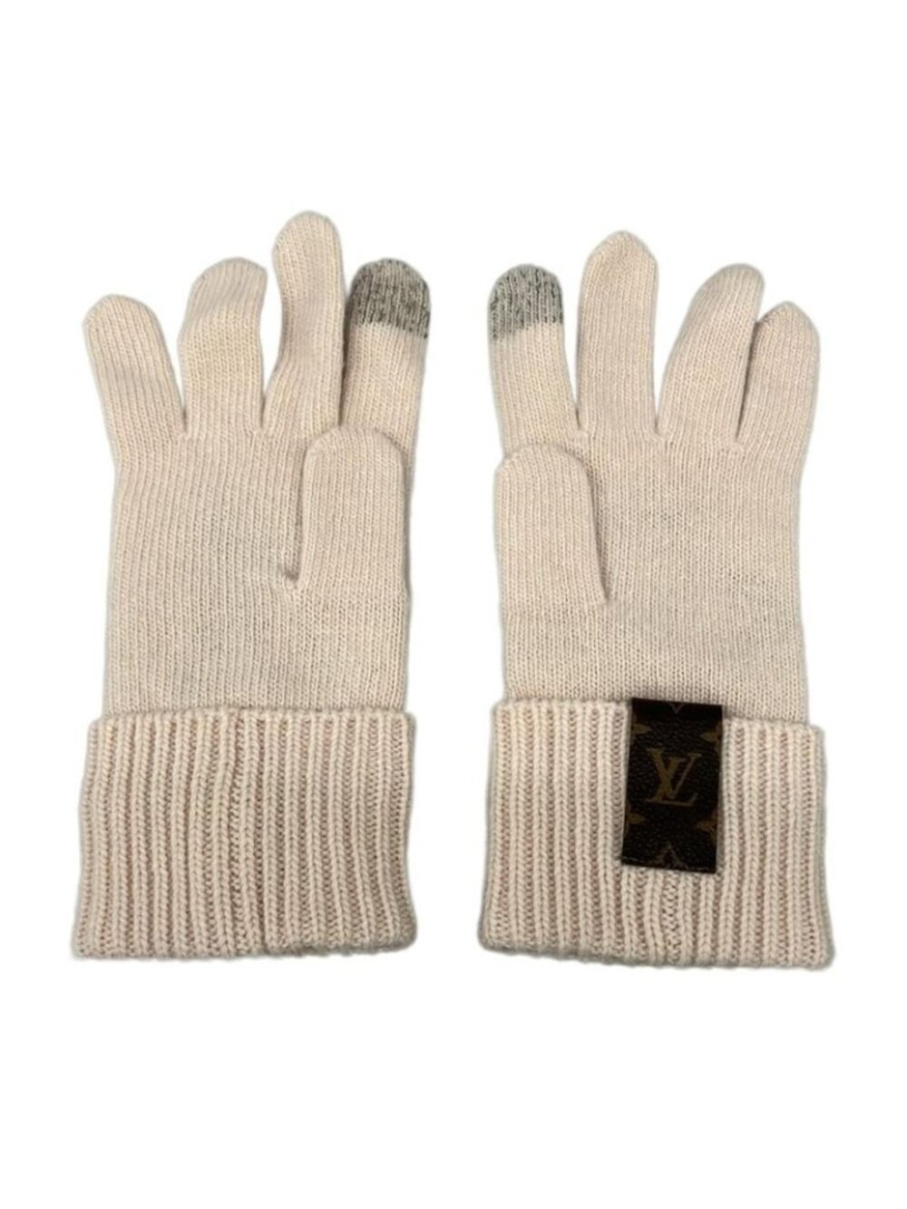 Louis Vuitton Gloves Globe Maille LV Medallion Camel Rose Wool - Picture 3 of 5
